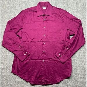 Van Heusen Dress Shirt Mens 17 34/35 XL Purple Fitted Stretch Long Sleeve